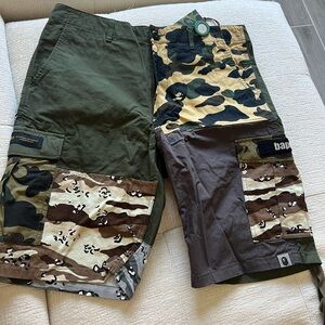 A bathing ape pirate store men’s crazy camo 6 pocket wide shorts